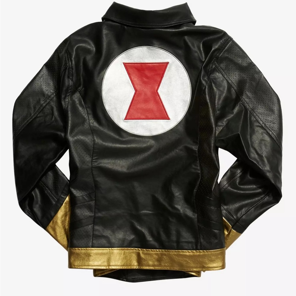 Her Universe Marvel Black Widow Faux Leather Girls Moto Jacket